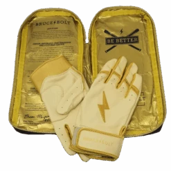 Bruce Bolt PREMIUM PRO Gold Series Batting Gloves: Short Cuff 12 Bruce Bolt PREMIUM PRO Gold Series Batting Gloves: Short Cuff -Home Run Store SC GLD BAG2
