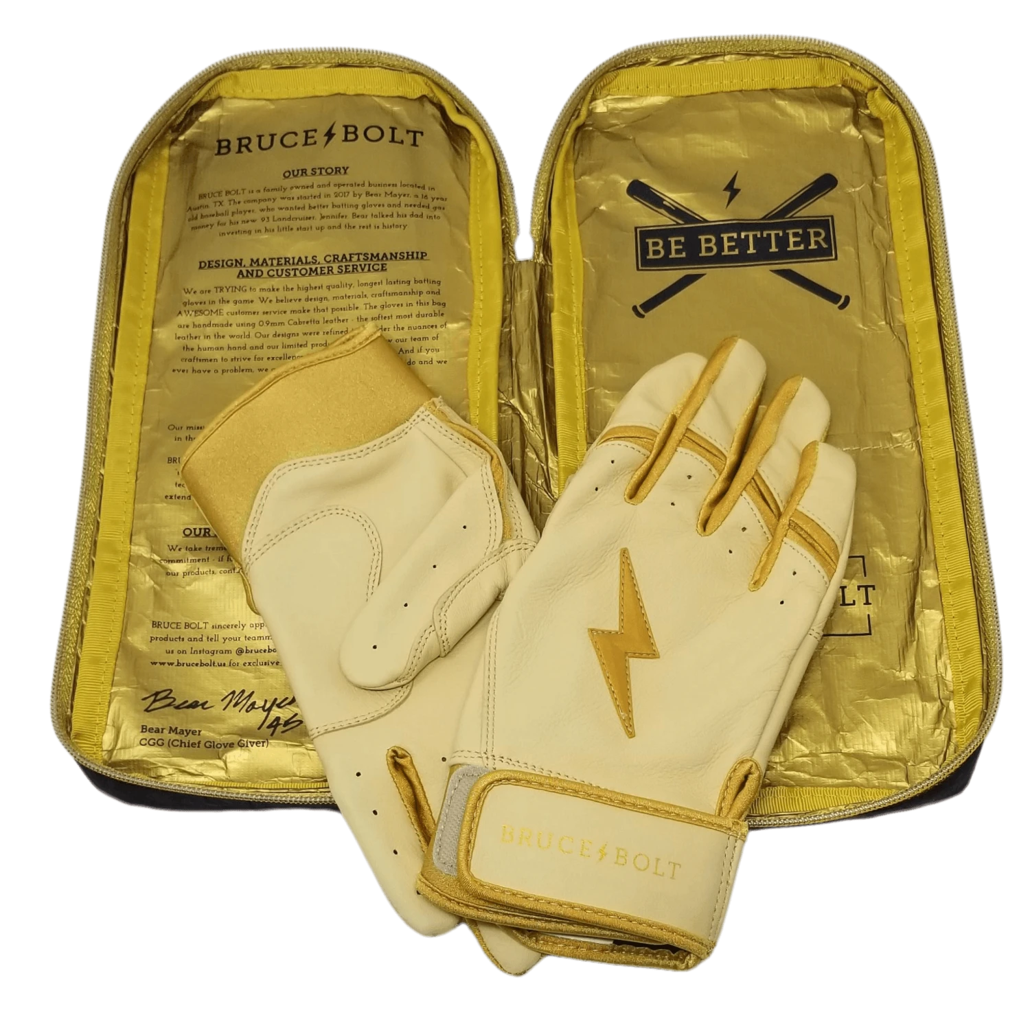 Bruce Bolt PREMIUM PRO Gold Series Batting Gloves: Short Cuff 5 Bruce Bolt PREMIUM PRO Gold Series Batting Gloves: Short Cuff - Image 3