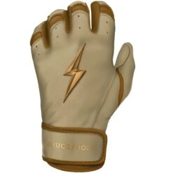 Bruce Bolt PREMIUM PRO Gold Series Batting Gloves: Short Cuff 14 Bruce Bolt PREMIUM PRO Gold Series Batting Gloves: Short Cuff -Home Run Store SC GLD LEFT