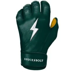 Bruce Bolt PREMIUM PRO Short Cuff Batting Gloves: GREEN -Home Run Store SC GRNG LEFT