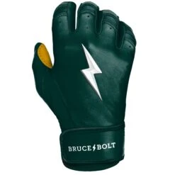 Bruce Bolt PREMIUM PRO Short Cuff Batting Gloves: GREEN -Home Run Store SC GRNG RIGHT
