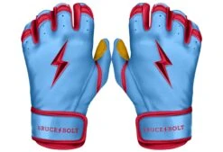 Bruce Bolt PREMIUM PRO BADER Series Short Cuff Batting Gloves: Baby Blue