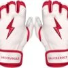 Bruce Bolt PREMIUM PRO BADER Series Short Cuff Batting Gloves: White 1 Bruce Bolt PREMIUM PRO BADER Series Short Cuff Batting Gloves: White -Home Run Store SC HBW HERO