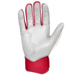 Bruce Bolt PREMIUM PRO BADER Series Short Cuff Batting Gloves: White -Home Run Store SC HBW PALM