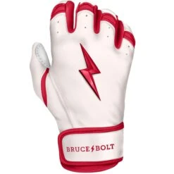 Bruce Bolt PREMIUM PRO BADER Series Short Cuff Batting Gloves: White -Home Run Store SC HBW RIGHT