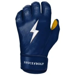 Bruce Bolt PREMIUM PRO Short Cuff Batting Gloves: Navy 19 Bruce Bolt PREMIUM PRO Short Cuff Batting Gloves: Navy -Home Run Store SC NVYG LEFT
