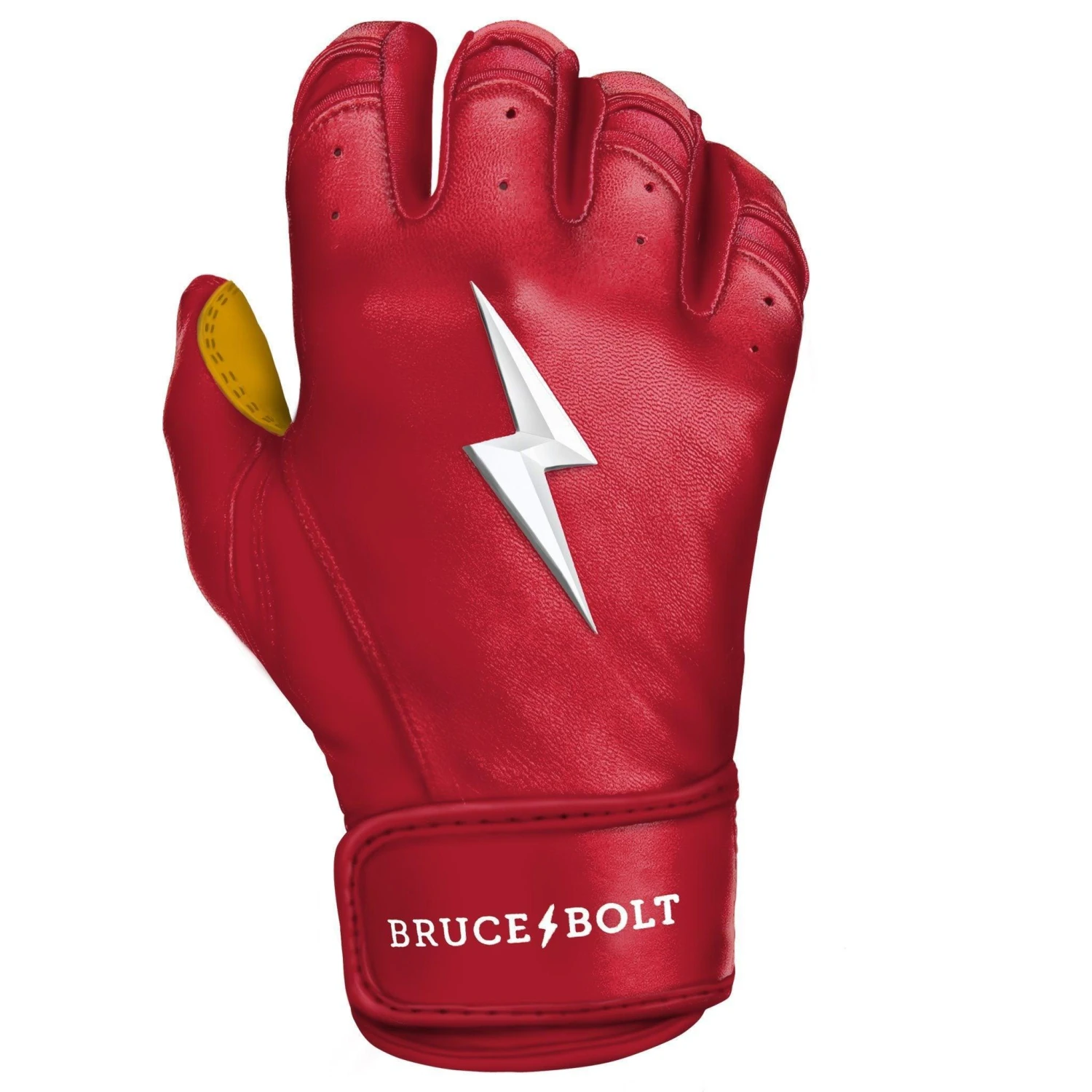 Bruce Bolt PREMIUM PRO Short Cuff Batting Gloves: Red 12 Bruce Bolt PREMIUM PRO Short Cuff Batting Gloves: Red - Image 10