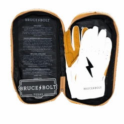Bruce Bolt PREMIUM PRO Short Cuff Batting Gloves: White -Home Run Store SC WHTG BAG2