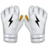Bruce Bolt PREMIUM PRO Short Cuff Batting Gloves: White -Home Run Store SC WHTG HERO