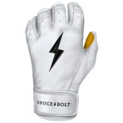 Bruce Bolt PREMIUM PRO Short Cuff Batting Gloves: White -Home Run Store SC WHTG LEFT