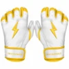 Bruce Bolt Premium Pro Chrome Series Short Cuff Batting Gloves:Yellow 2 Bruce Bolt Premium Pro Chrome Series Short Cuff Batting Gloves:Yellow -Home Run Store SC yellow 1