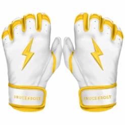 Bruce Bolt Premium Pro Chrome Series Short Cuff Batting Gloves:Yellow