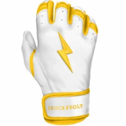 Bruce Bolt Premium Pro Chrome Series Short Cuff Batting Gloves:Yellow -Home Run Store SC yellow 3