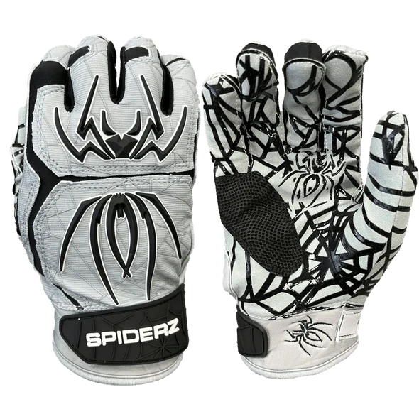 2023 Spiderz HYBRID Batting Gloves: Silver/Black 3 2023 Spiderz HYBRID Batting Gloves: Silver/Black