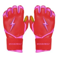 Bruce Bolt PREMIUM PRO BADER Series Long Cuff Batting Gloves: Pink