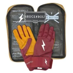 Bruce Bolt PREMIUM PRO Long Cuff Batting Gloves: Maroon 13 Bruce Bolt PREMIUM PRO Long Cuff Batting Gloves: Maroon -Home Run Store premium pro long cuff batting gloves maroon brucebolt 551411