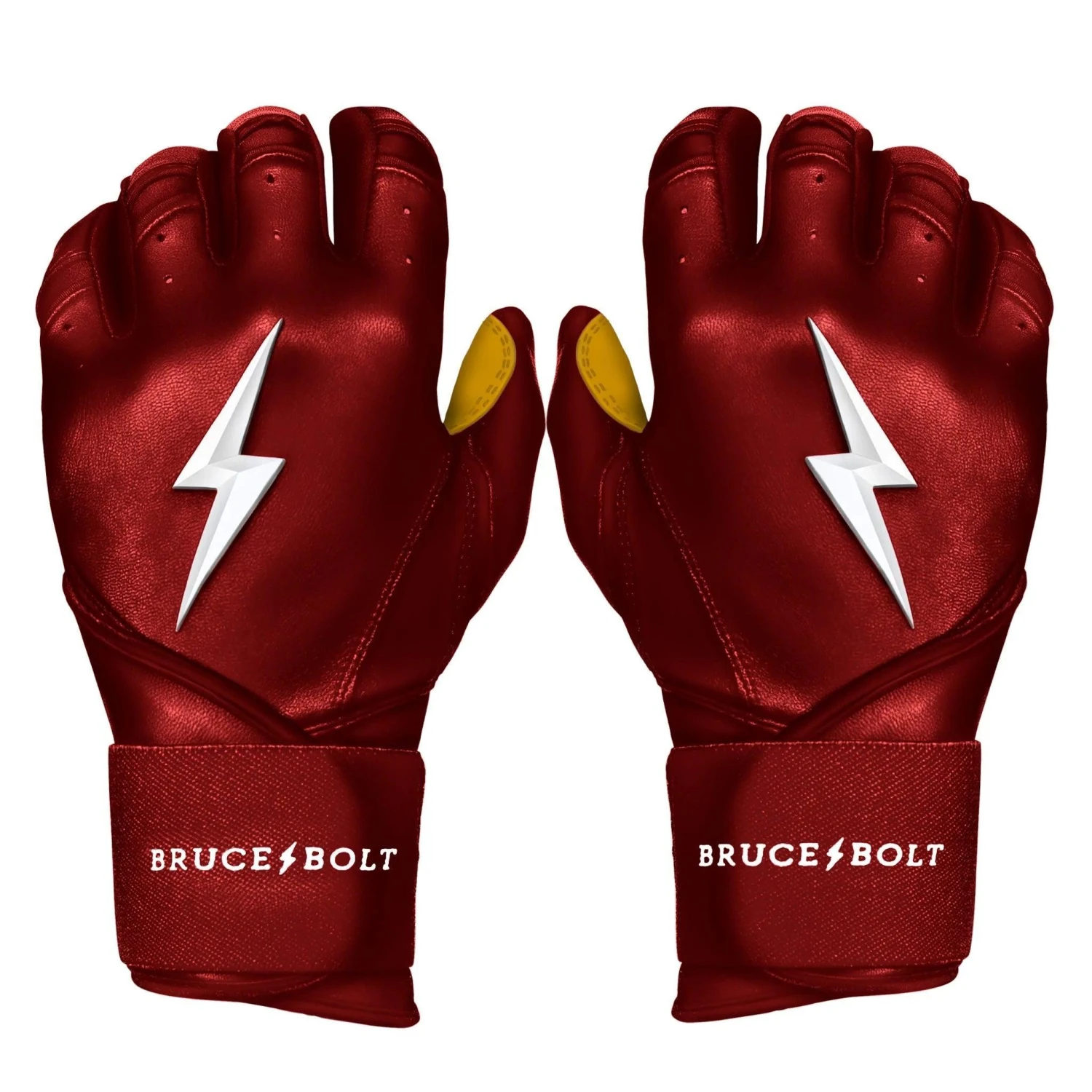 Bruce Bolt PREMIUM PRO Long Cuff Batting Gloves: Maroon 3 Bruce Bolt PREMIUM PRO Long Cuff Batting Gloves: Maroon
