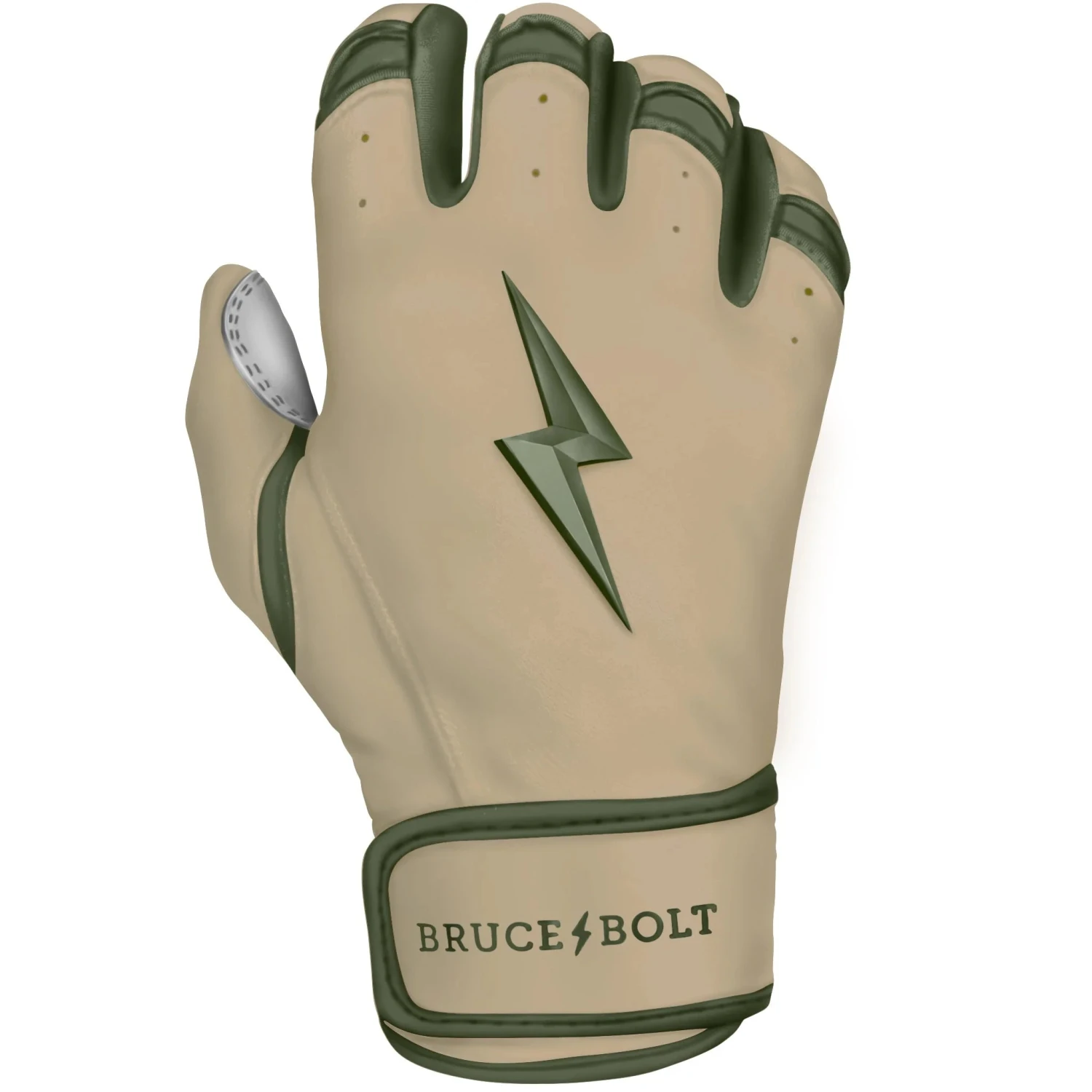 Bruce Bolt Premium Pro Military Series Short Cuff Batting Gloves: Beige 4 Bruce Bolt Premium Pro Military Series Short Cuff Batting Gloves: Beige - Image 2