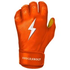 Bruce Bolt PREMIUM PRO Short Cuff Batting Gloves: Orange -Home Run Store premium pro short cuff batting gloves orange brucebolt 128747