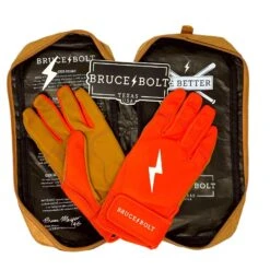 Bruce Bolt PREMIUM PRO Short Cuff Batting Gloves: Orange -Home Run Store premium pro short cuff batting gloves orange brucebolt 666699
