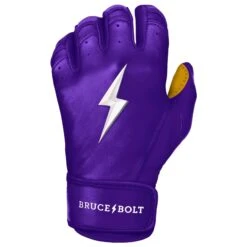 Bruce Bolt PREMIUM PRO Short Cuff Batting Gloves: Purple -Home Run Store premium pro short cuff batting gloves purple brucebolt 315746