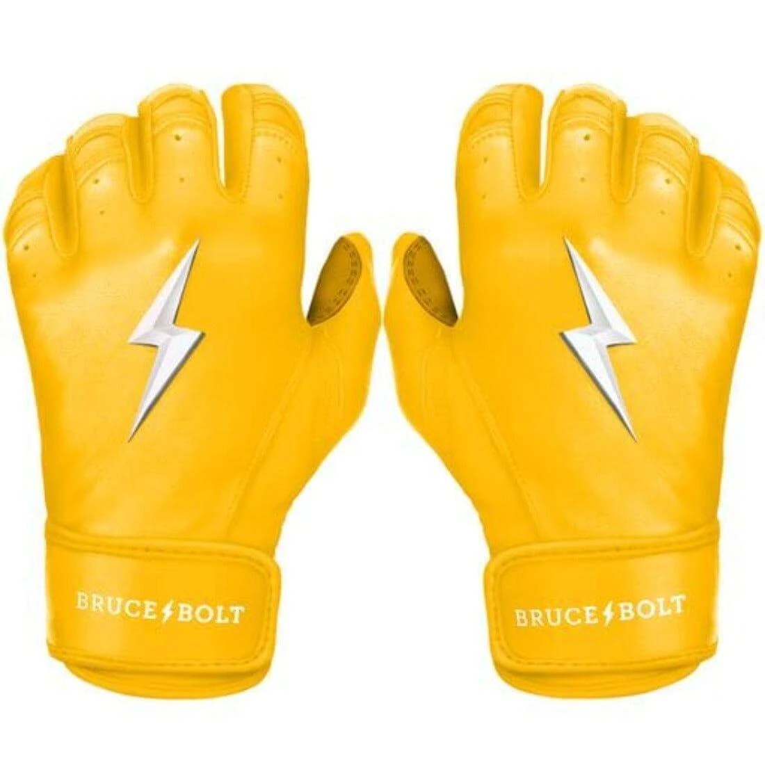 Bruce Bolt PREMIUM PRO Short Cuff Batting Gloves: Yellow 3 Bruce Bolt PREMIUM PRO Short Cuff Batting Gloves: Yellow