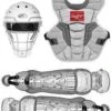 Rawlings Youth White/Silver VELO 2.0 Catcher's Gear Box Set: CSV2Y-W/SIL -Home Run Store rawlings velo 2 0 baseball catchers sets White SIlver